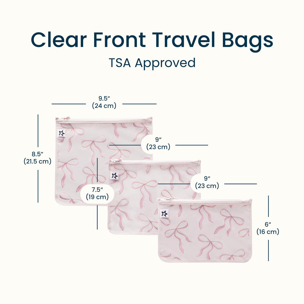 Tiny Twinkle Diaper Bag Organizing Pouches|3 Pack Mess-Proof Clear Front Travel Organizer Bags&TSA Approved Toiletry Bag Set for Baby and Mom Essentials