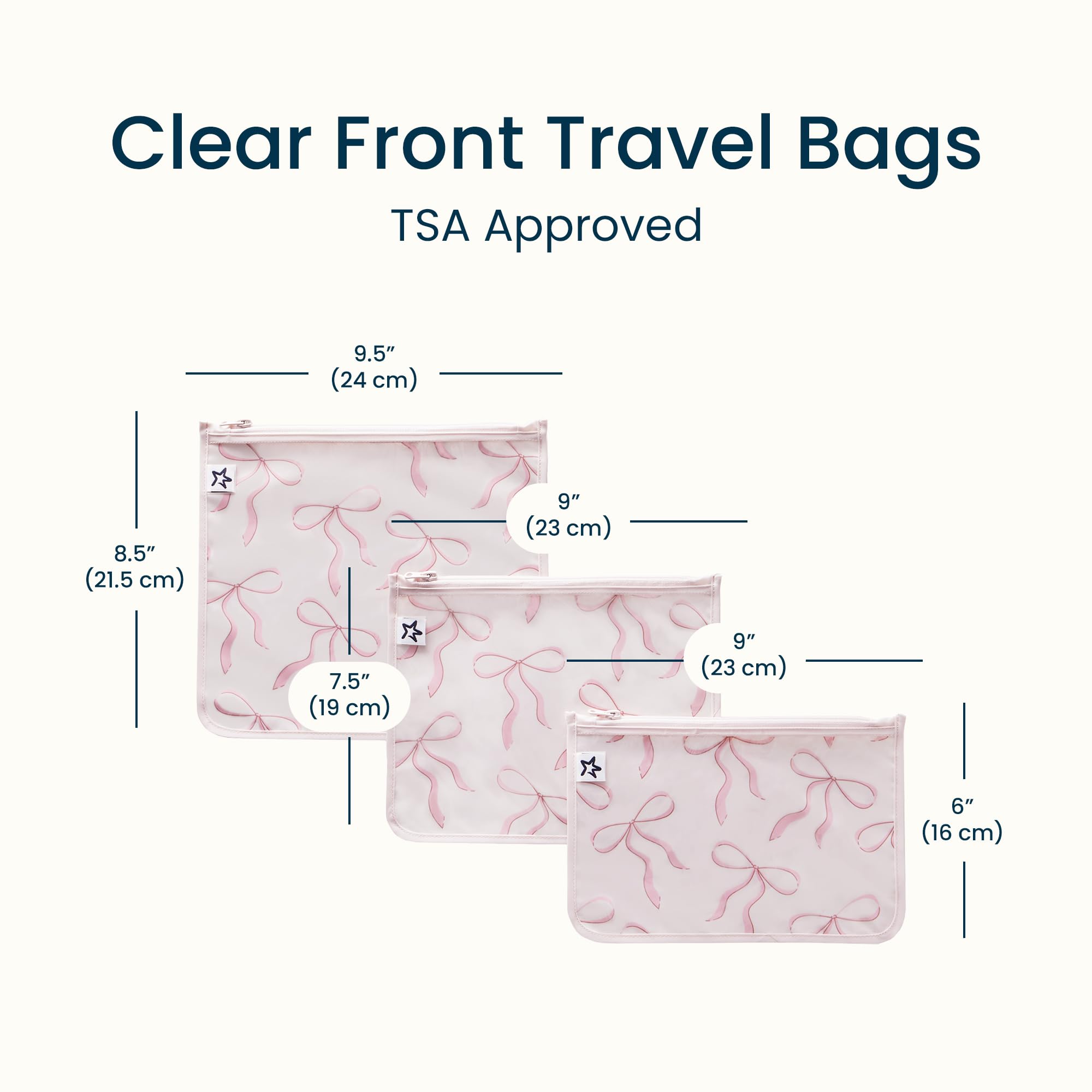 Tiny Twinkle Diaper Bag Organizing Pouches|3 Pack Mess-Proof Clear Front Travel Organizer Bags&TSA Approved Toiletry Bag Set for Baby and Mom Essentials