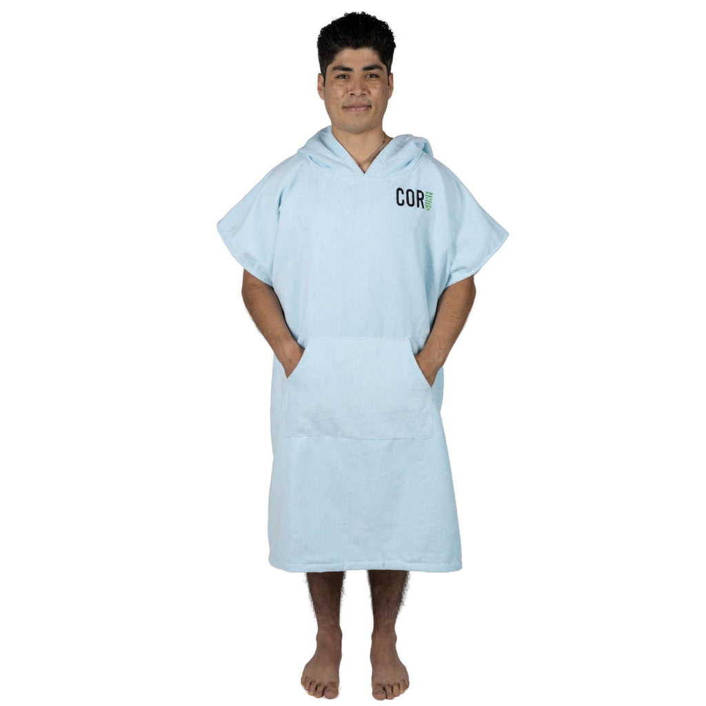 COR Surf Poncho Changing Towel Robe with Hood and Front Pocket | Thick Quick Dry Microfiber Wetsuit Poncho Towel for Surfing Beach Pool Swim (Medium, Cobalt)