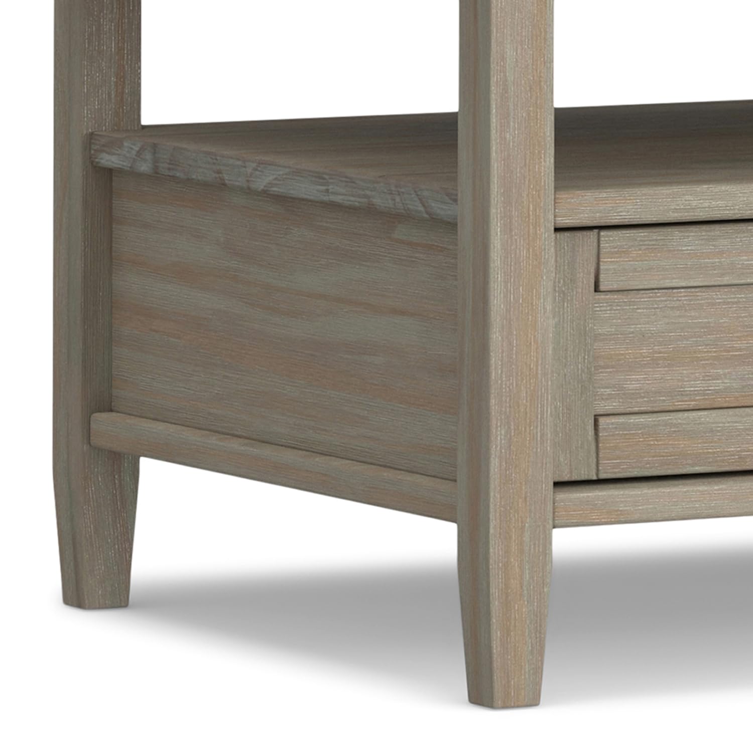 SIMPLIHOME Warm Shaker Coffee Table - 48 inch Wide Solid Wood Coffee Table in Black, Transitional Living Room Table with 2 Drawers, Open Shelf, Shaker Fronts and Tapered Legs