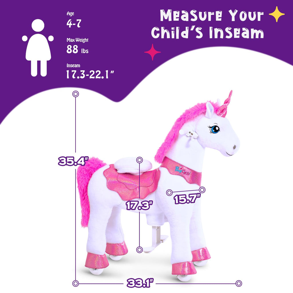 PonyCycle Ride on Toys Riding Black Horse Toys No Battery Required (with Brake/ 30" Height/Size 3) Pony Rider Walking Animals Rocking Horse Ride on Horse for Kids Riding Toys E338