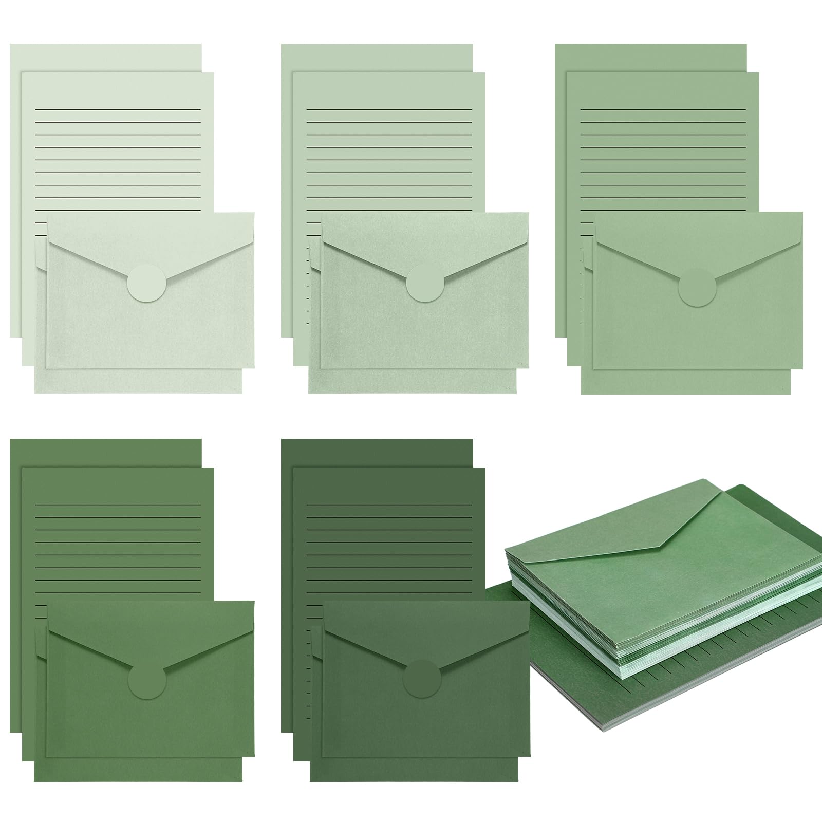 100 Pcs Stationery Lined Stationery Paper and Envelopes Set Includes 50 Letter Writing Paper and 50 Envelope for Office, 5.5 x 8.25 Inch(Blue)