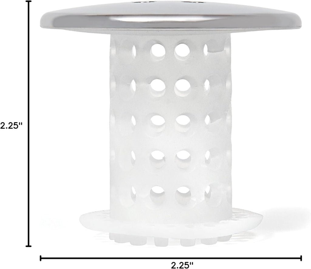 TubShroom Bathtub Drain Protector and Hair Catcher - 2 Pack, Chrome - Fits 1.5" - 1.75" Bathtub and Shower Drains