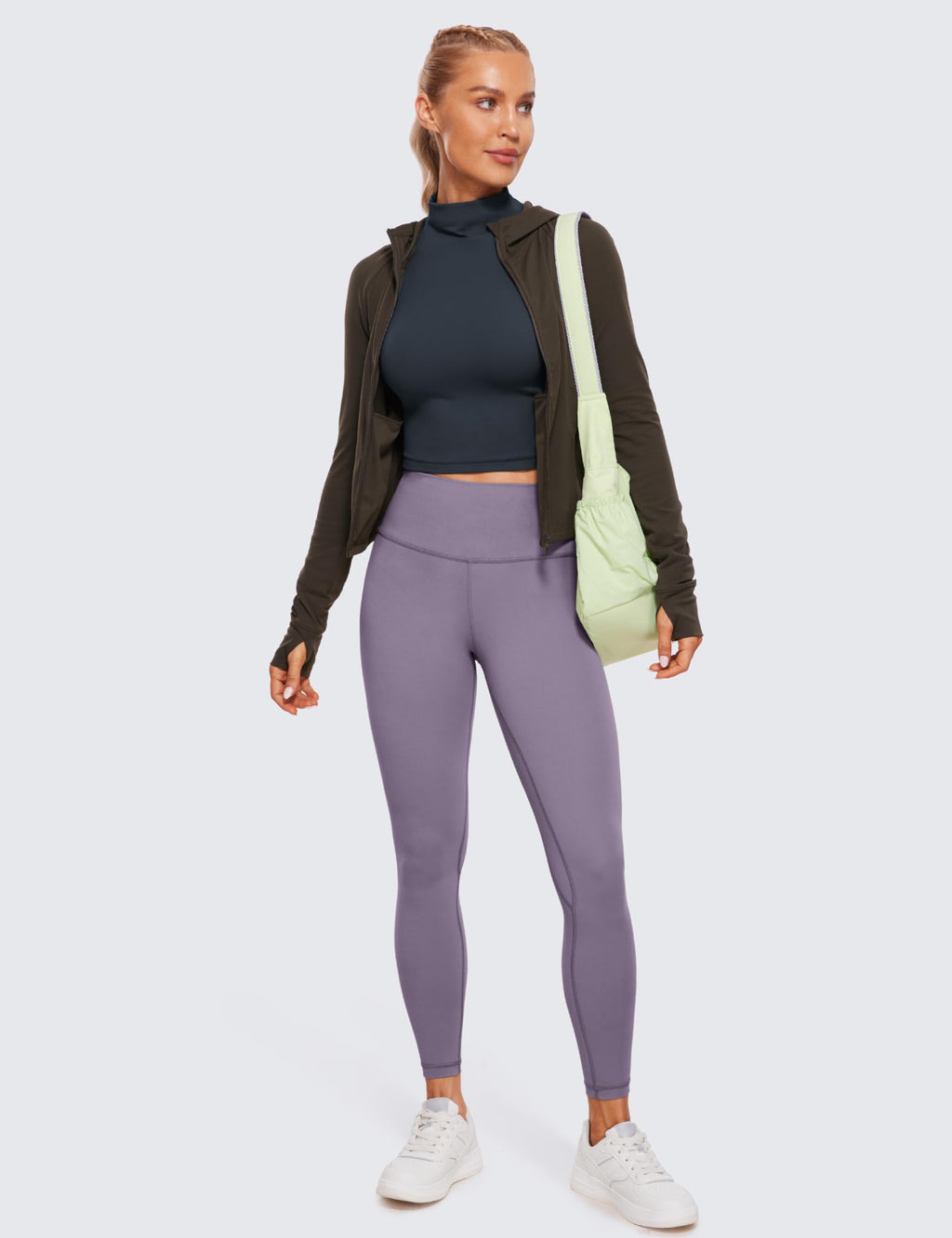 CRZ YOGA Butterluxe Mock Neck Long Sleeve Shirts for Women - Workout Casual Tops Turtleneck Crop Slim Fall Base Layer
