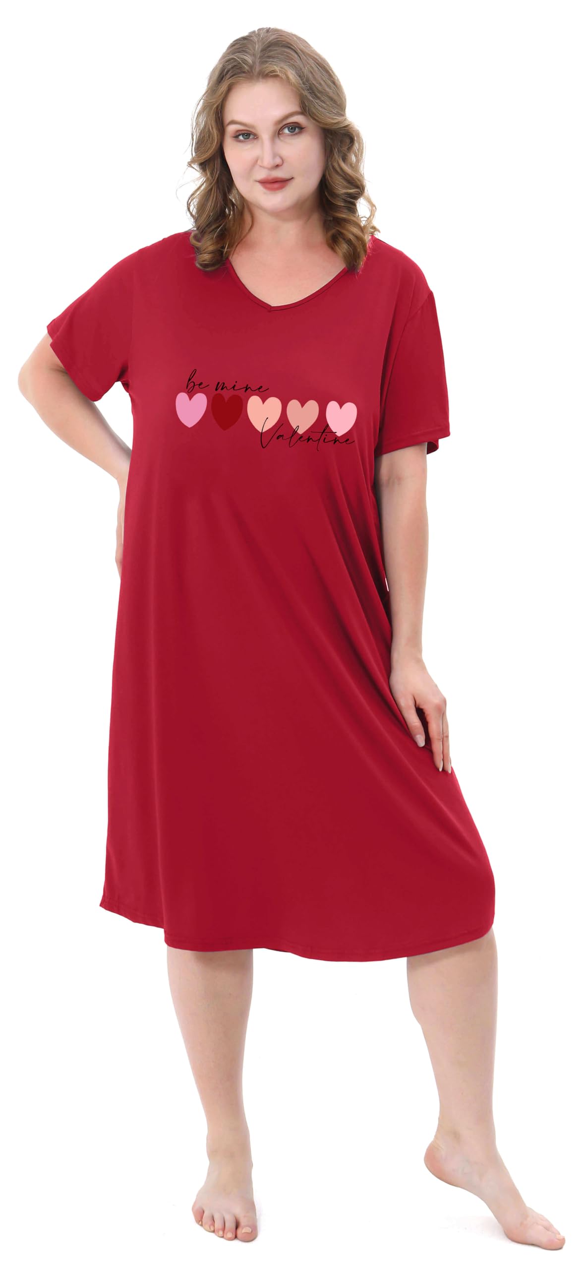 3 Pack Plus Size Women's Nightgown Soft Print Nightshirts for Women Short Sleeve Sleepwear