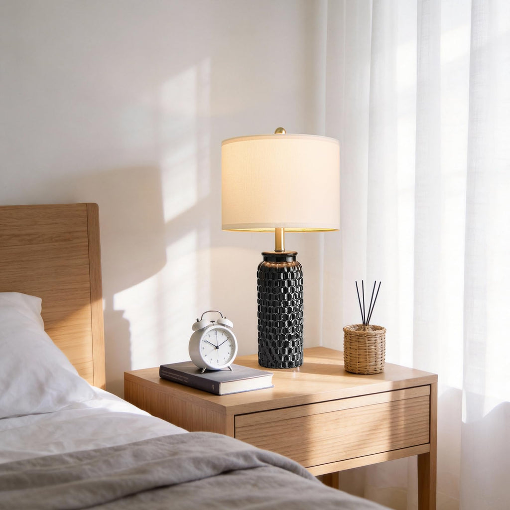 USumkky 20.5" Gold Modern Ceramic Bedside Lamp Set of 2 for Bedroom Decor Farmhouse Table Lamp for Living Room Office Dorm