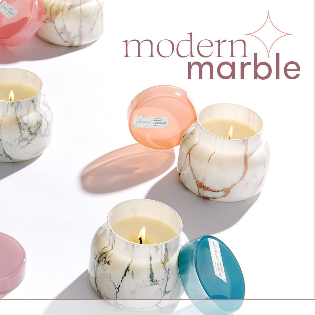 Capri Blue Modern Marble Jar Candles - Luxury Candles for Home Scented - Long Lasting Soy Wax Blend (Aloha Orchid, 8 oz)