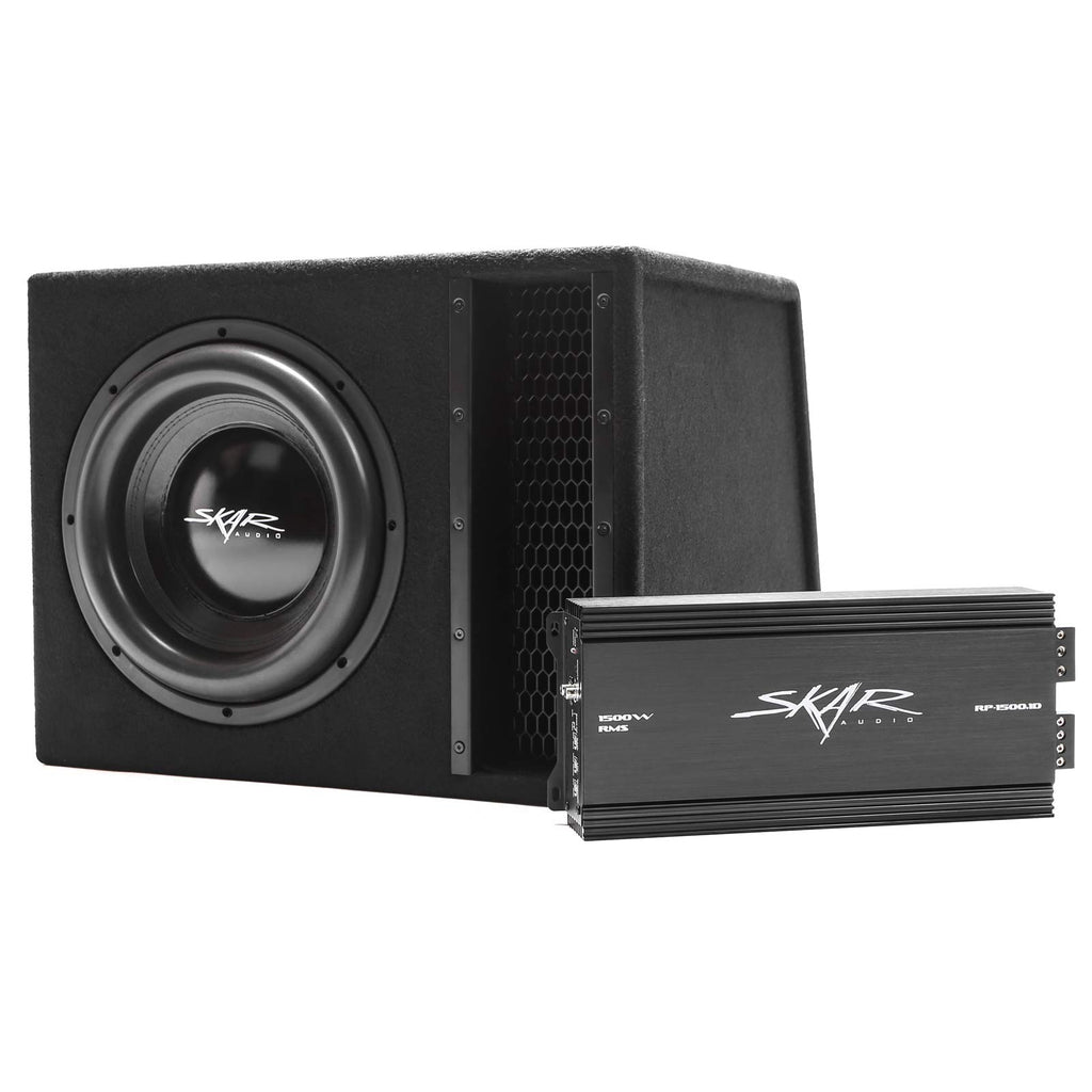 Skar Audio Single 8" Complete 1,200 Watt EVL Series Subwoofer Bass Package - Includes Loaded Enclosure with Amplifier
