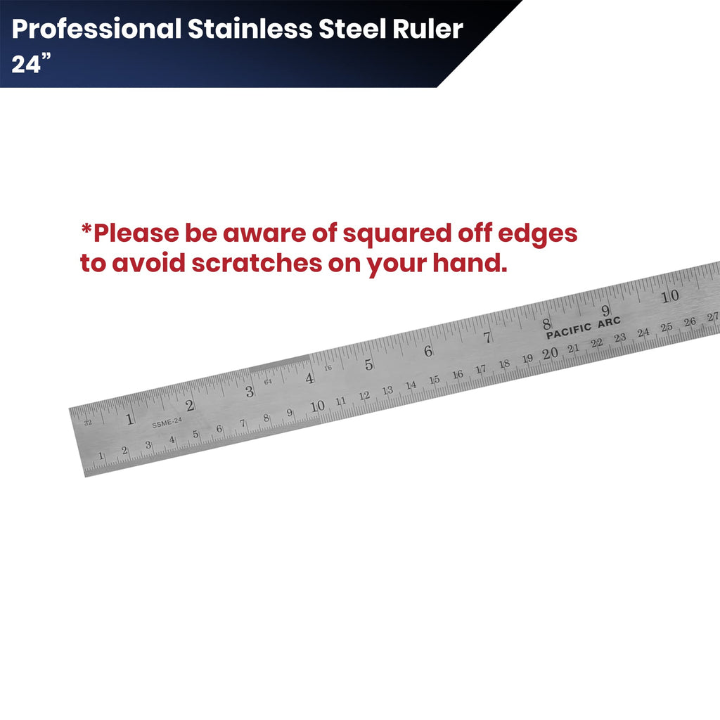 2 Pack Pacific Arc 12 Inch Stainless Steel Ruler with Inch/Metric Conversion Table