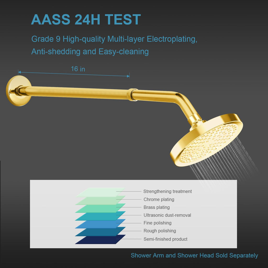 OFFO Shower Head Extension Arm, Shower Arm Extension Shower Head Extender Made of 304 Stainless Steel Shower Pipe Extension, Bright Gold 3 in