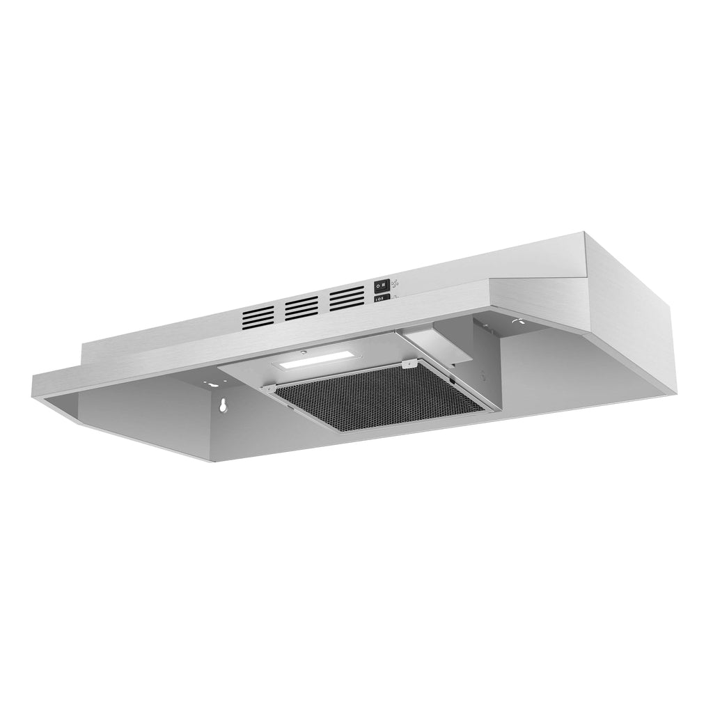SNDOAS Black Range Hood 24 inch,Ducted/Ductless Range Hood Under Cabinet,Black Coating Stainless Kitchen Exhaust Hood with 2-speed Fan,230 CFM,Rocker Switch,Hard-wired Stove Vent, Ventless Hood