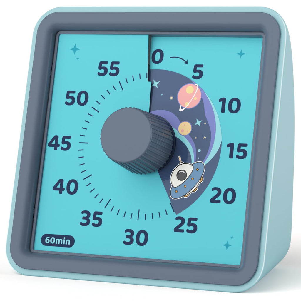 LIORQUE 60 Minute Visual Timer for Kids, Visual Countdown Timer for Classroom Office Kitchen with 'Rainbow' Pattern Design, Pomodoro Timer with Silent Operation (Batteries Included)