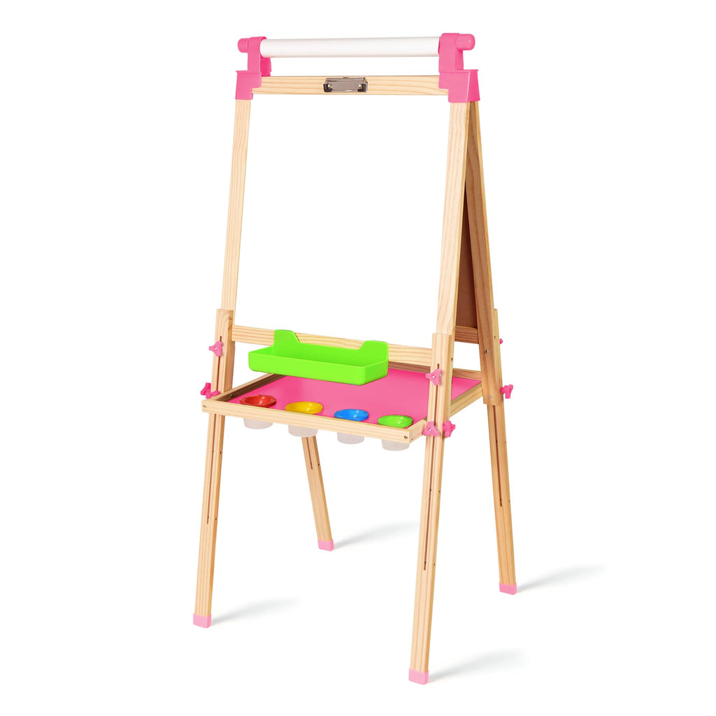 JOYOOSS Easel for Kids Art Easel Kids Easels for Toddlers,Wooden Kid Easel with Paper Roll - Adjustable Magnetic Double Sided Kids Dry Erase Board,Birthday Gifts for 1-12 Year Old Girls or Boys Blue