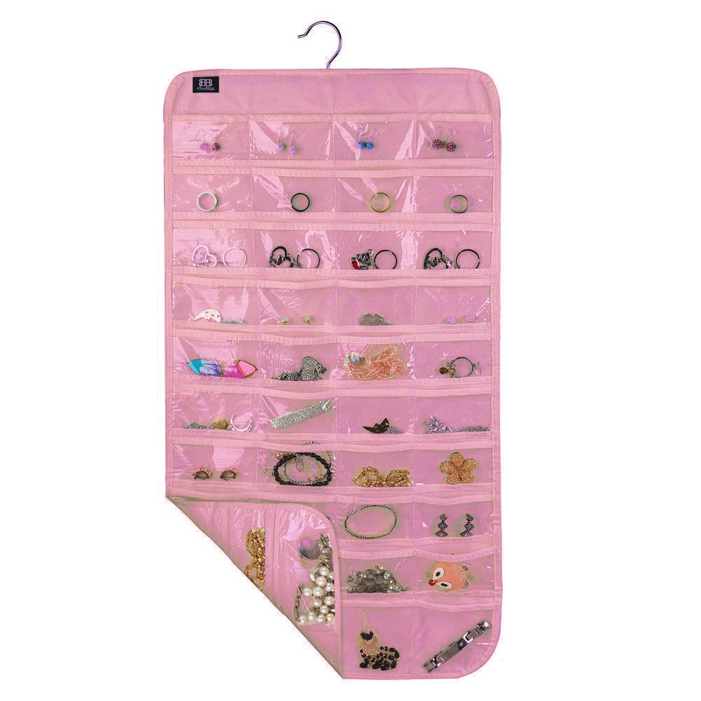 BB Brotrade Hanging Jewelry Organizer,Accessories Organizer,80 Pocket Organizer for Holding Jewelries（Beige）