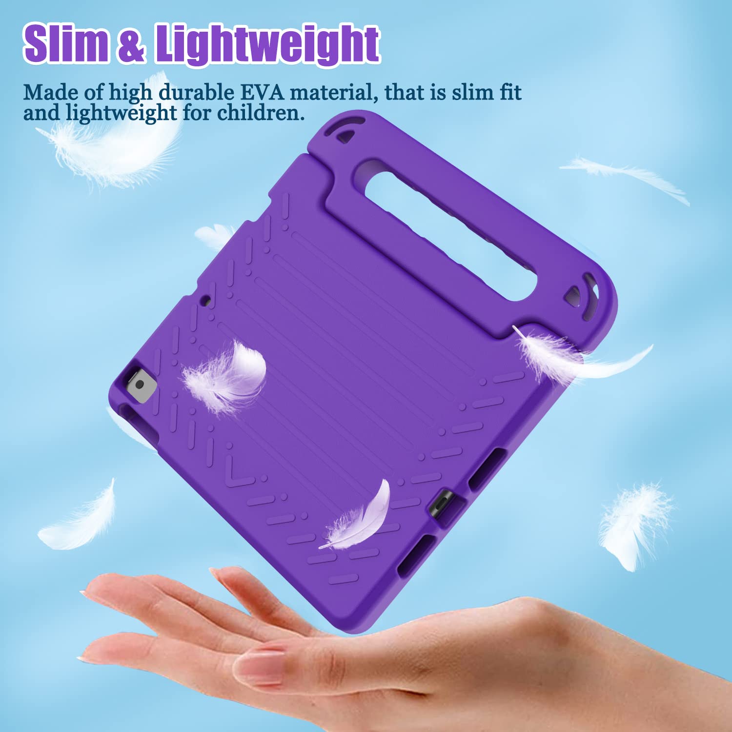 AVAWO Kids Case for iPad 10.2" 9th & 8th & 7th Generation, iPad 10.2 2021/2020/2019 Case with Built-in Screen Protector, Light Weight Shock Proof Handle Stand Friendly Cover for iPad 10.2" - Black