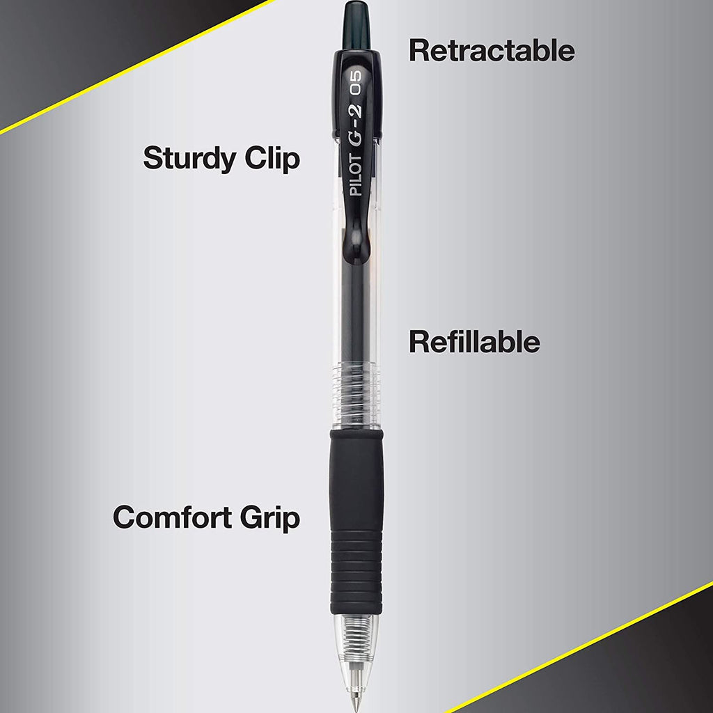 PILOT G2 Premium Gel Pens, 0.5mm Extra Fine Point, Refillable & Retractable Ballpoint Pens, 5 Black & 5 Blue, Pack of 10