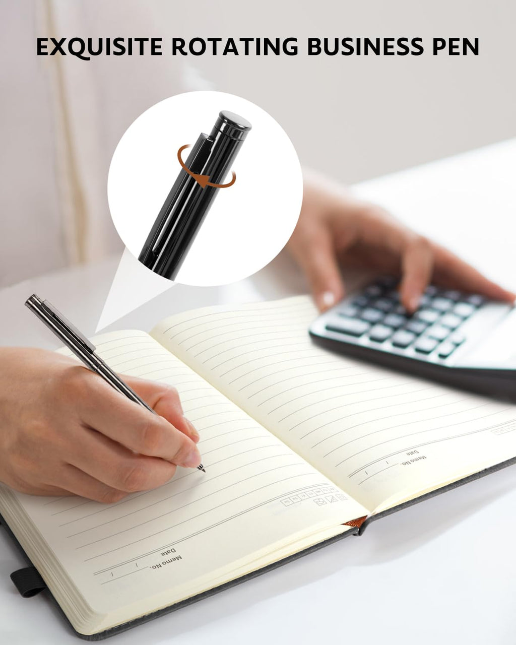 Leather Notebook Journal with Pen, A5 Lined Hardcover Notebook with Magnetic Closure, 240 Pages Daily Journal for Men Women, Ruled Journals Notebooks for Work, Writing, Note Taking - Black