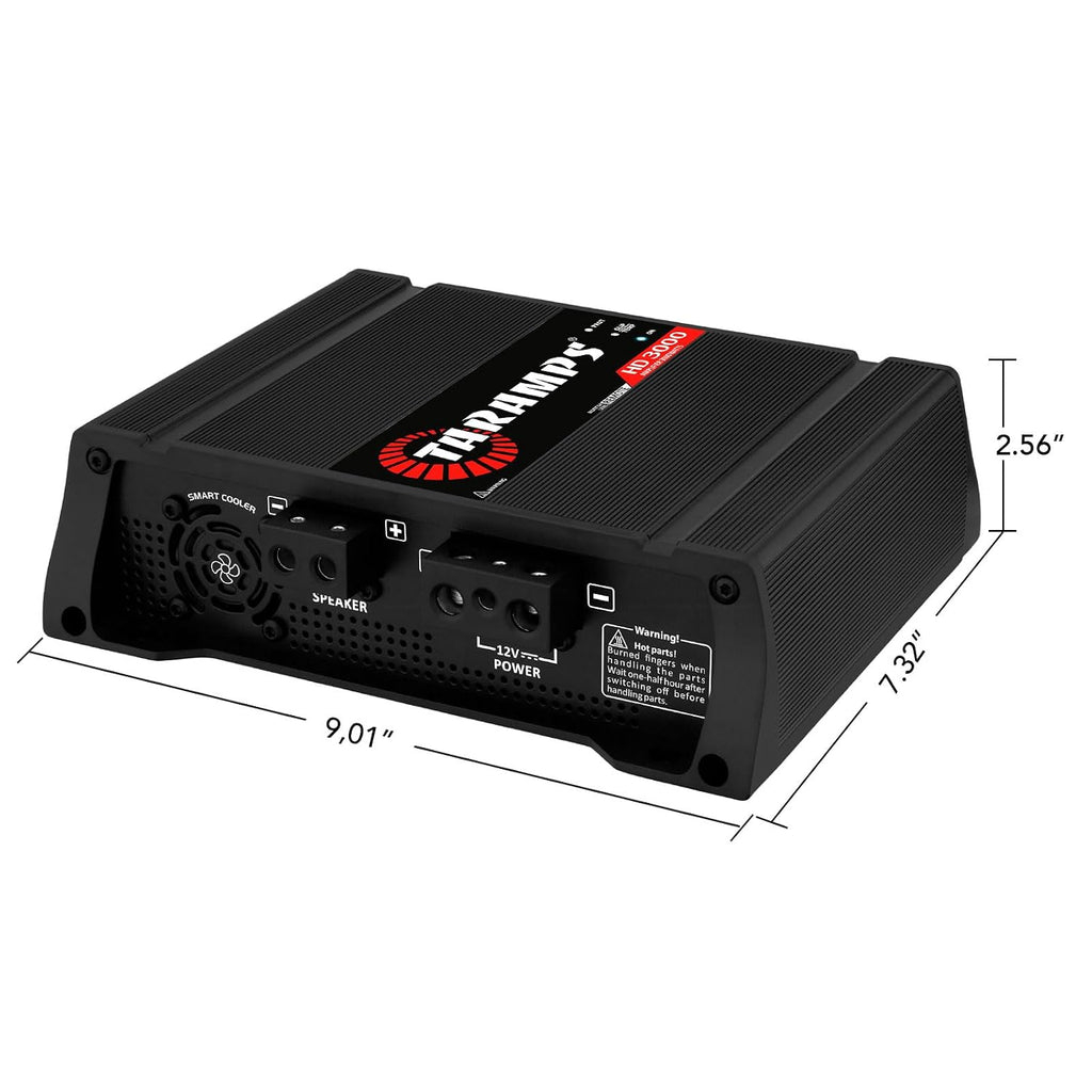 Taramps HD 3000 2 Ohms Black 1 Channel 3000 Watts RMS MAX Full Range Car Audio Monoblock LED Monitor Indicator Class D Amplifier Crossover, HD 3k