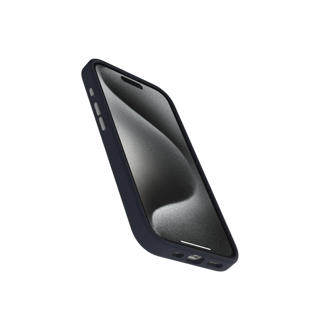 OtterBox iPhone 15 Symmetry Series Cactus Leather for MagSafe - Noir ASH (Black), Slim, Premium, Protective iPhone Case