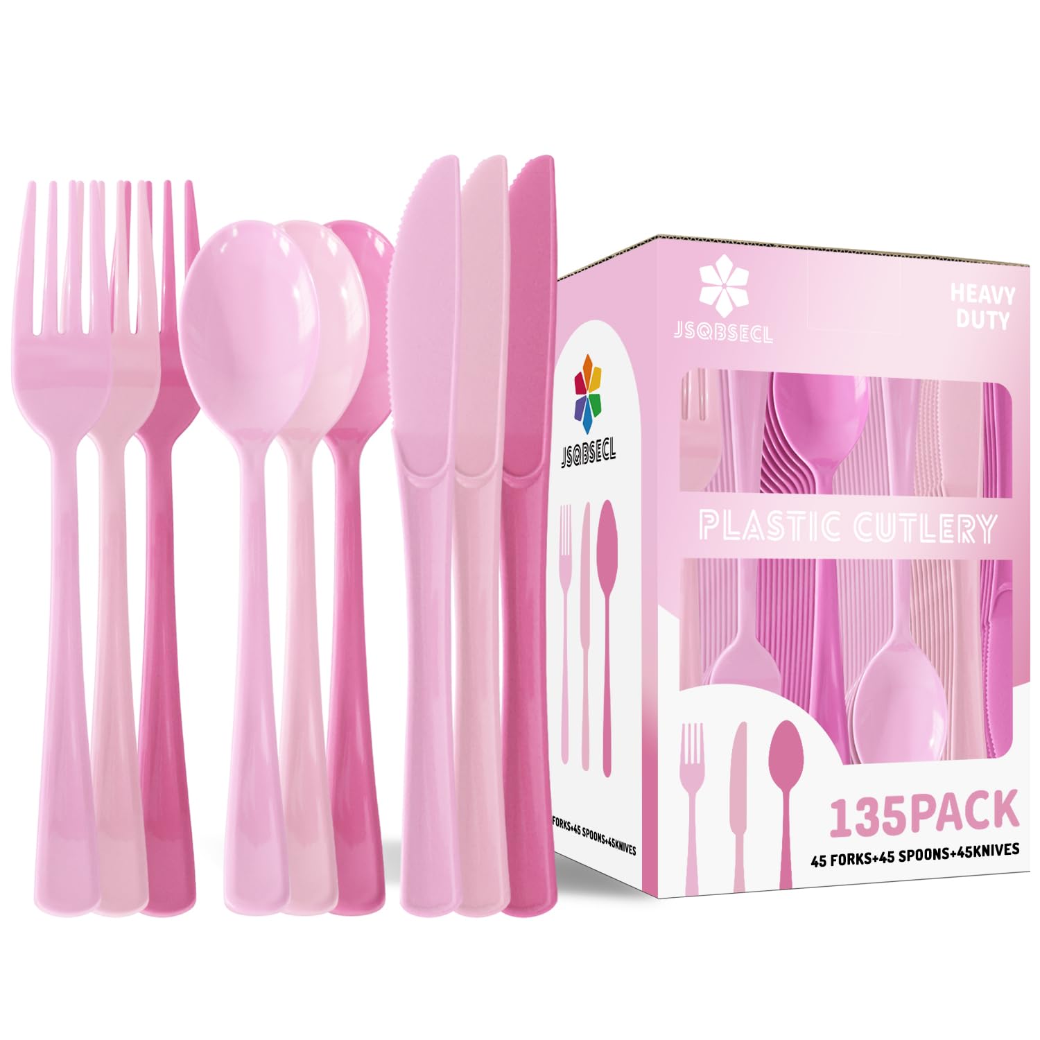 150 Pack Plastic Silverware,Disposable Cutlery Set Heavy Duty Utensil Sets 50 Forks 50 Knives 50 Spoons for Brithday, Wedding,Home School Party Picnics Restaurant Outdoor Events (Black)