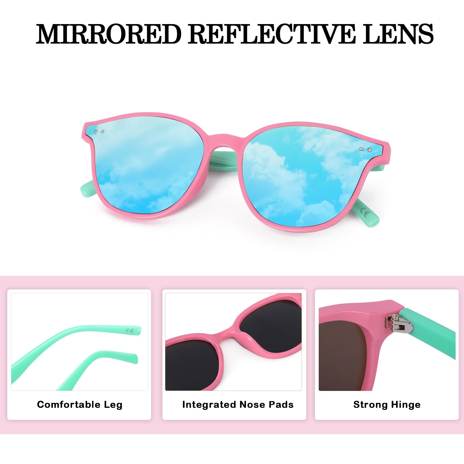 Kids Sunglasses, Sunglasses for Kids Children, Mirrored Sunglasses for Girls Boys Toddler UV400 Age 3-10