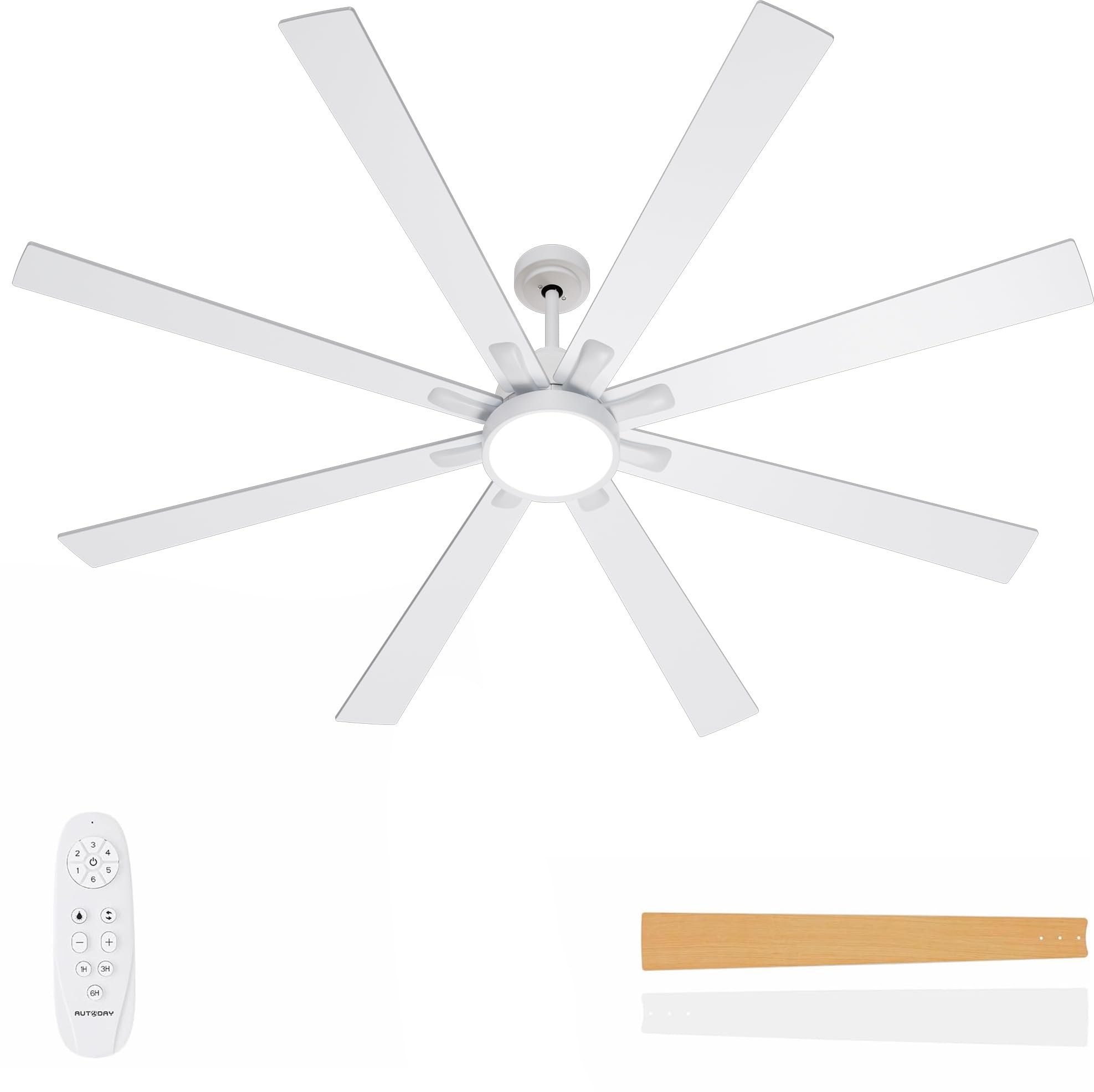 42 Inch Low Profile Ceiling Fan with Light, White Ceiling Fans with Lights and Remote, Flush Mount, 6 Speeds Reversible Quiet DC, 3CCT Dimmable, Indoor Outdoor Ceiling Fans for Patios Bedroom
