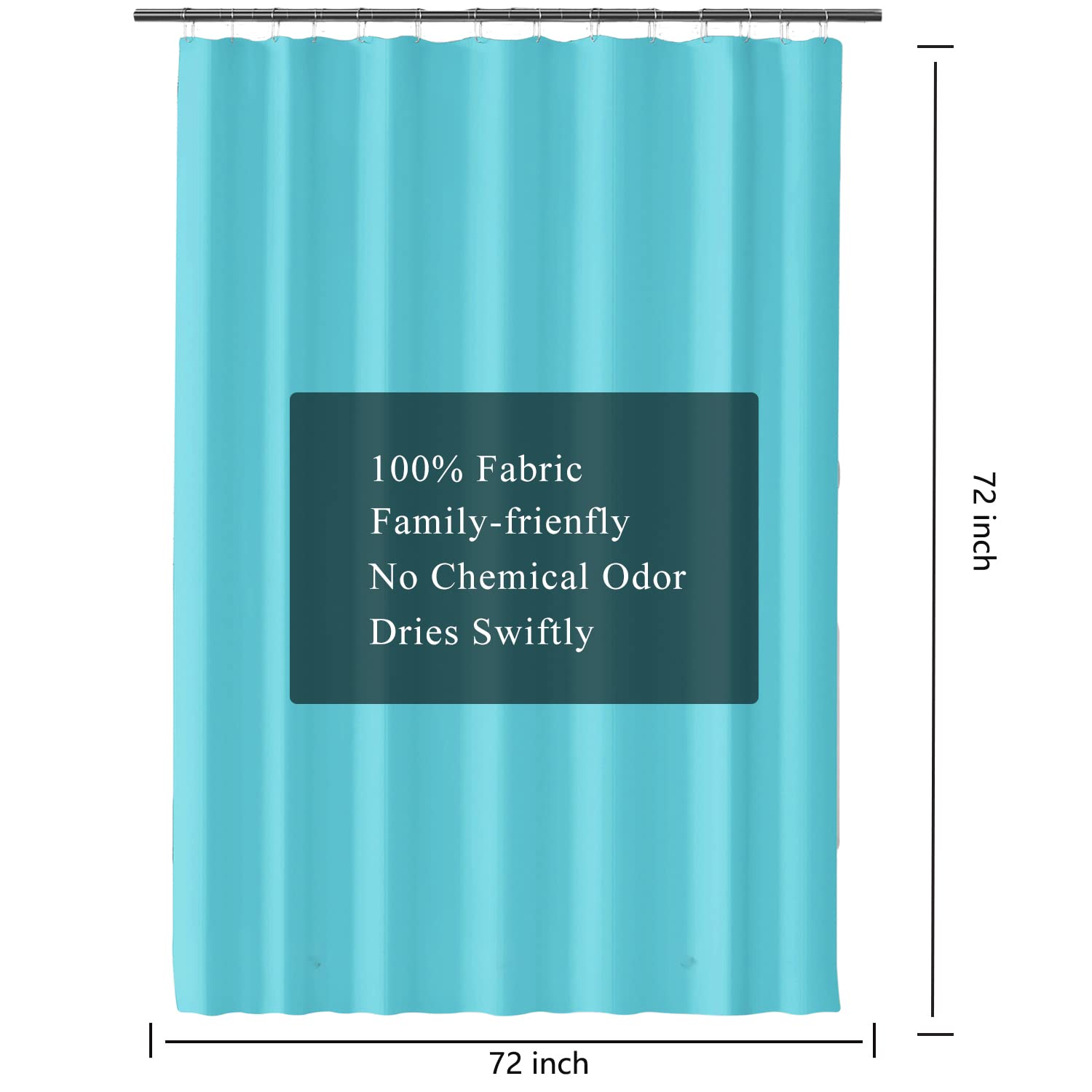 LLSCL Fabric Shower Curtain Liner with Magnets, Waterproof Hotel Quality, 72 x 72 Machine Washable