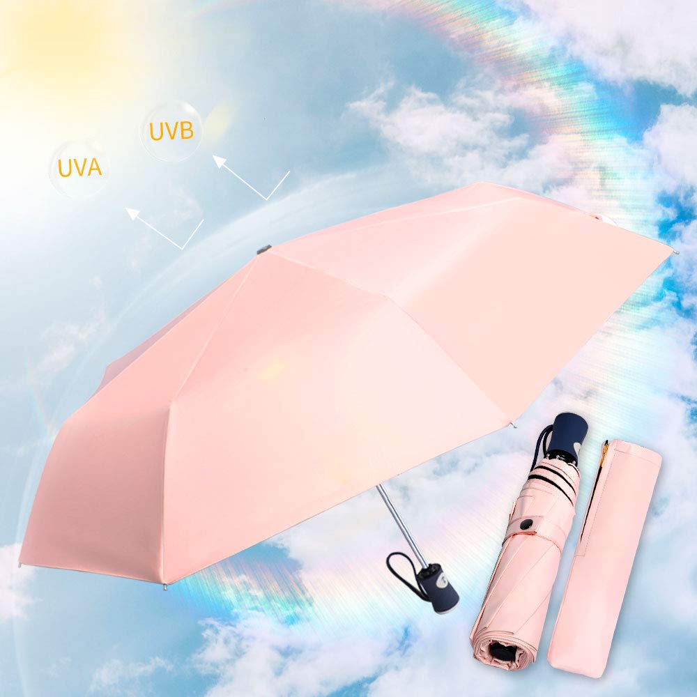 DBA FDJASGY Sun Umbrella Compact Folding Travel Umbrella Auto Open and Close for Windproof, Rainproof & 99.9% UV Protection Parasol with Black Anti-UV Coating