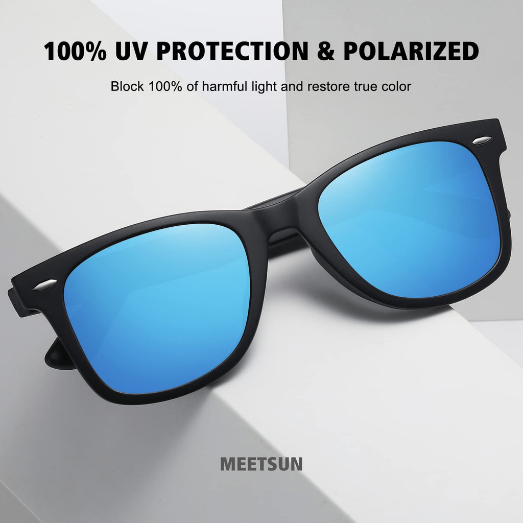 MEETSUN Retro Polarized Sunglasses for Women Men Classic Mirror Lens Driving Trendy Sun Glasses UV Protection (3 Pack)
