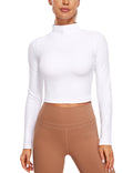 CRZ YOGA Butterluxe Mock Neck Long Sleeve Shirts for Women - Workout Casual Tops Turtleneck Crop Slim Fall Base Layer