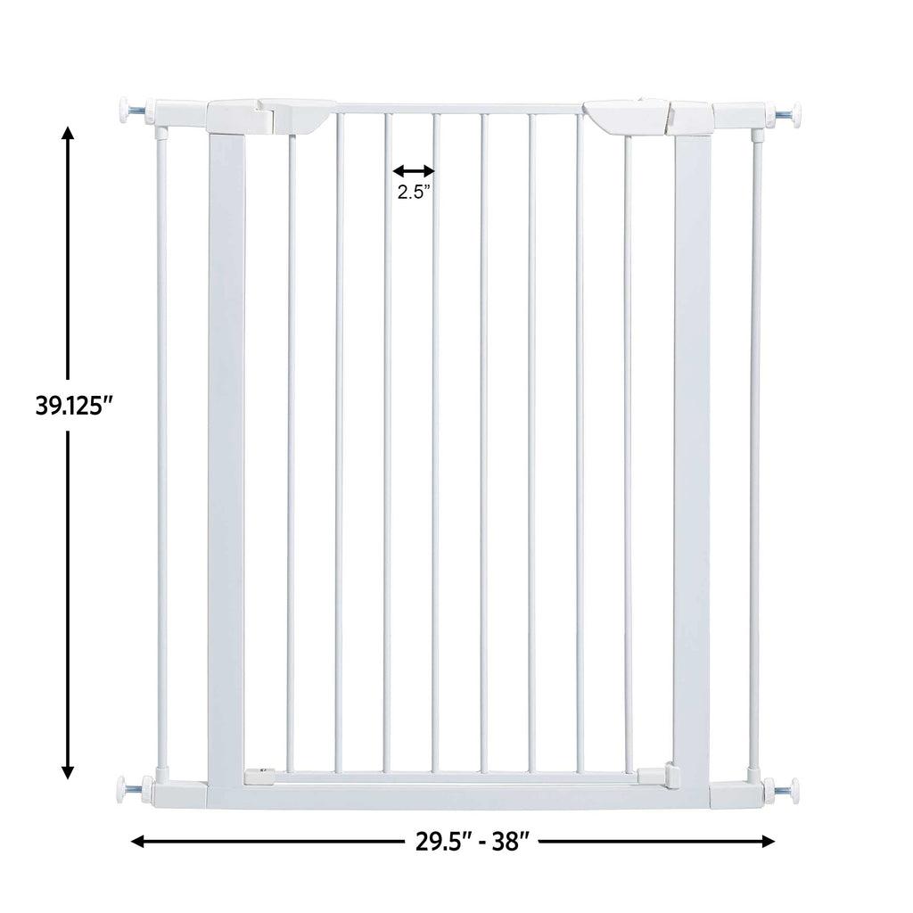 Midwest 29" Walk-Thru Dog Gate, Wooden Door | Steel Frame, Pressure Mounted, Expands 29.5"-38" Wide, Auto-Close Door, Latch Closure, Includes Two 3" Extensions