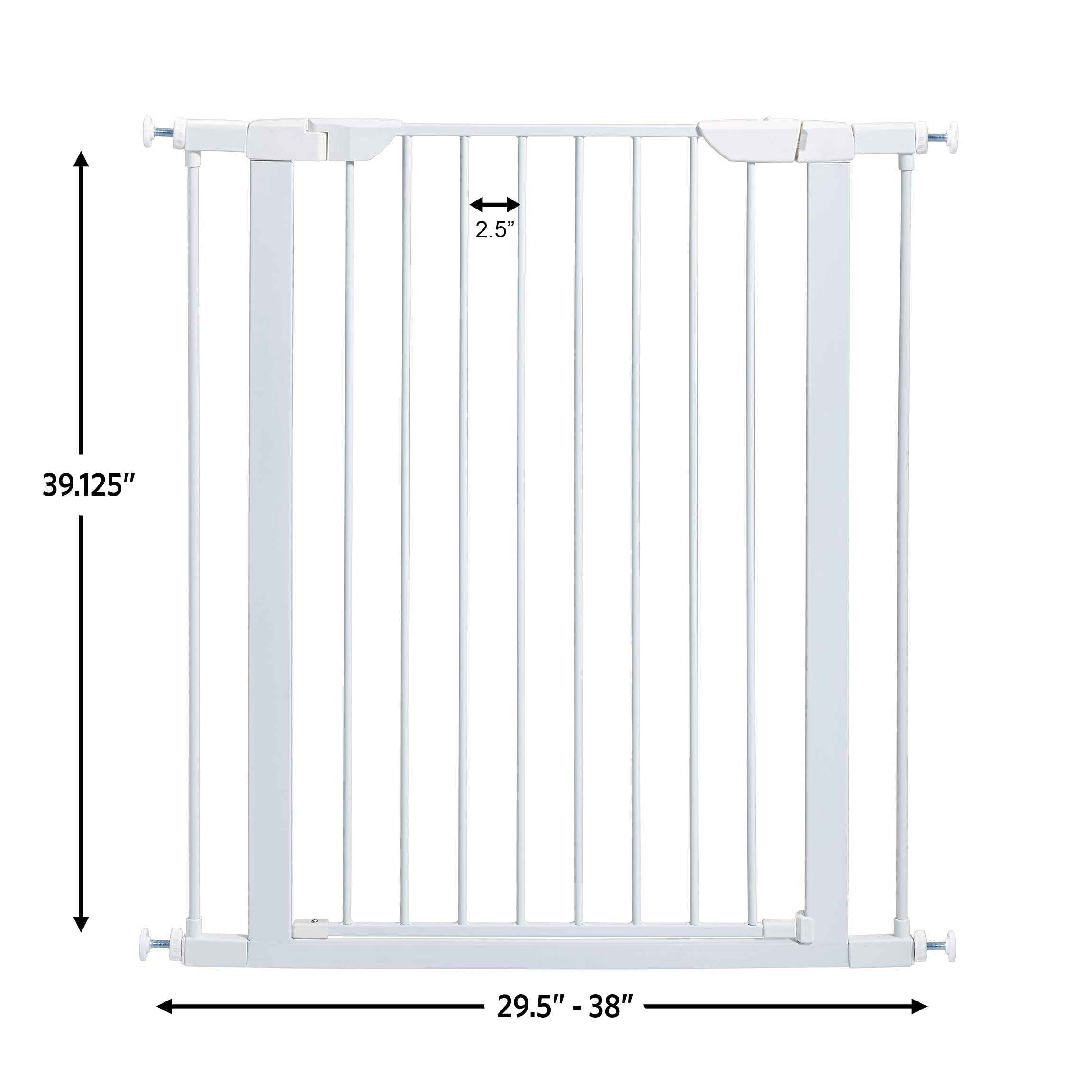 Midwest 29" Walk-Thru Dog Gate, Wooden Door | Steel Frame, Pressure Mounted, Expands 29.5"-38" Wide, Auto-Close Door, Latch Closure, Includes Two 3" Extensions