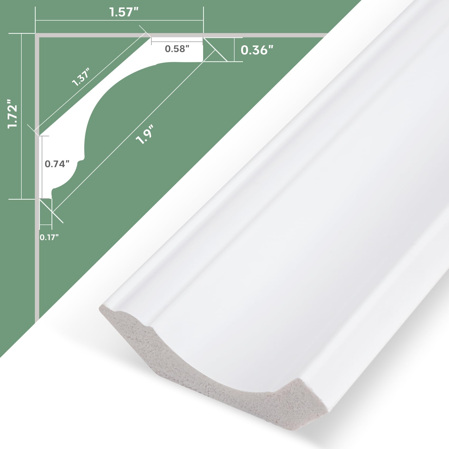STICKGOO Ceiling Crown Molding Trim 10-Pack 40Ft in Total Length, High-Impact Polystyrene Decorative Ceiling Molding Bars -Installed with Glue, White (Adhesive not Included)