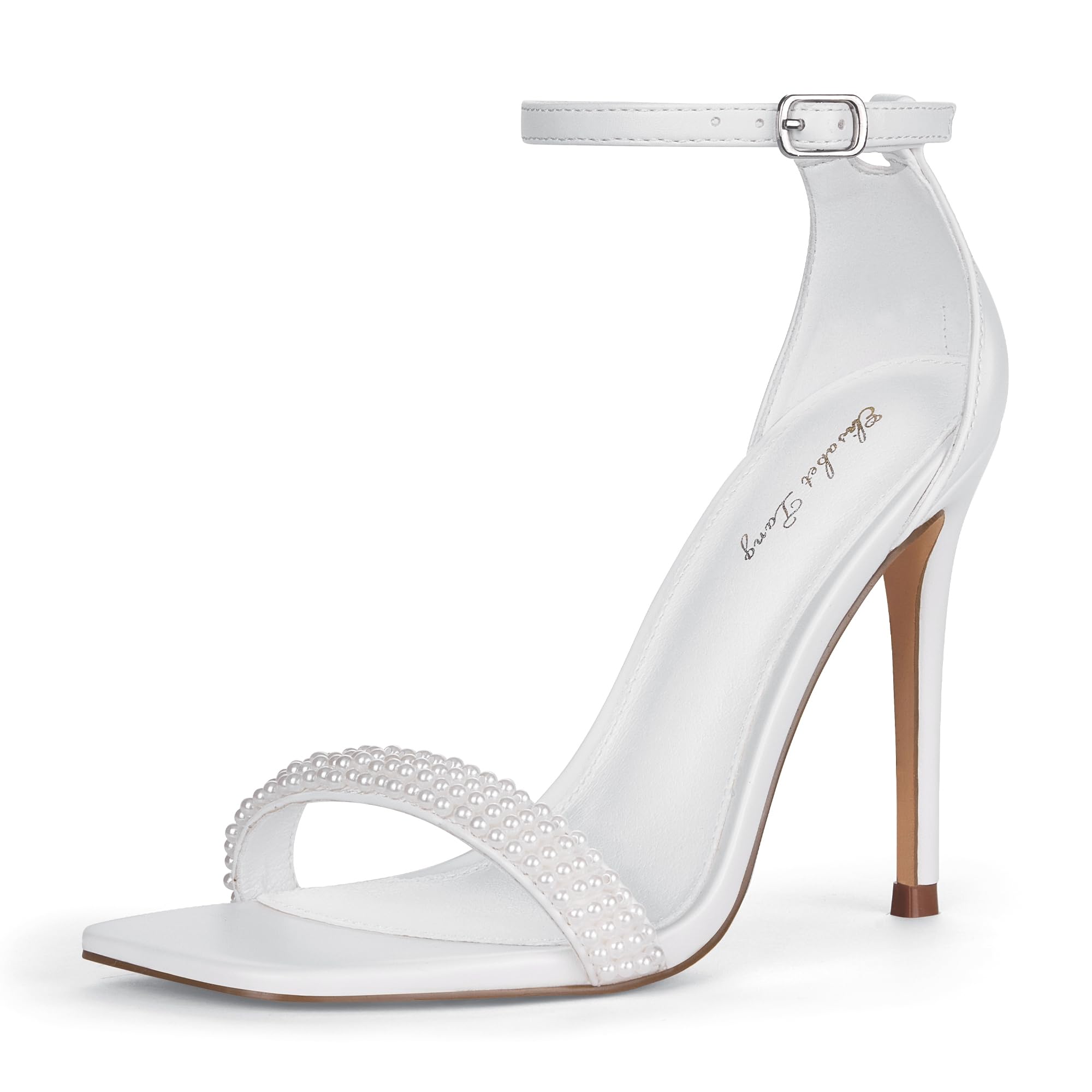 Elisabet Tang Women's Stiletto Heels Square Open Toe Ankle Strap High Heeled Sandals 4 Inch Comfort Sexy Dressy Shoes