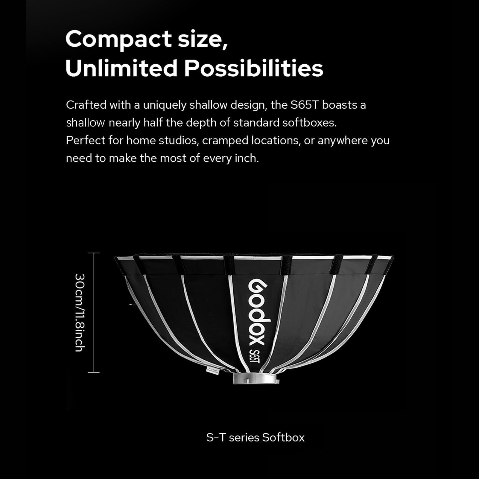 Godox S65T 65cm/25.6in Quick Release Umbrella Softbox Professional Foldable Softbox with Standard Bowen Mount & Diffusers for Photography Studio