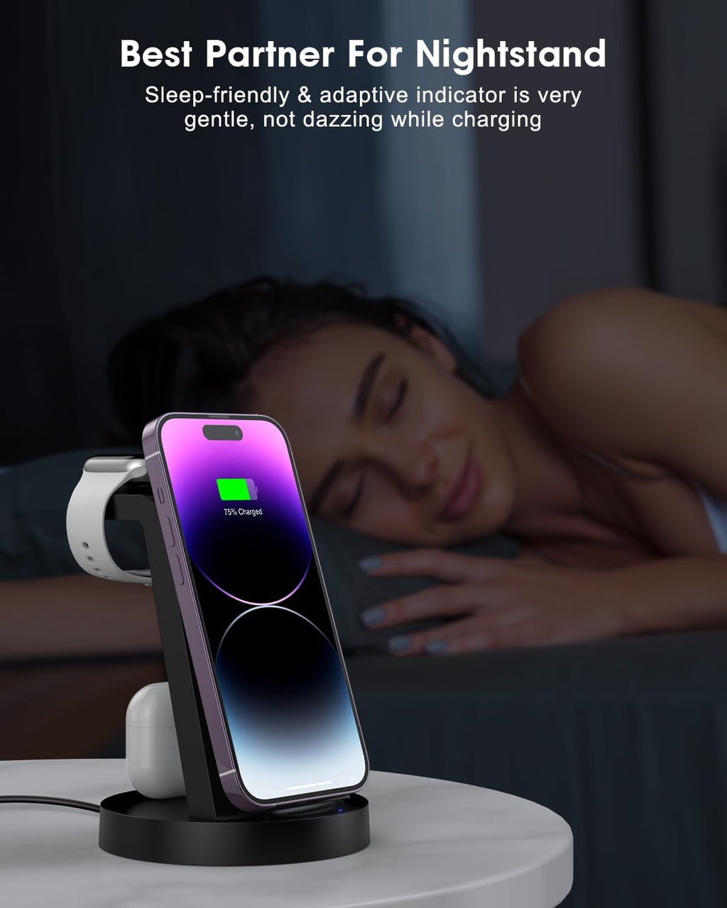 3 in 1 Charging Station for Apple Device, Wireless Charger for iPhone 17 16e 16 15 14 13 12 11 Pro Max & Apple Watch iWatch - Charging Stand Dock for AirPods