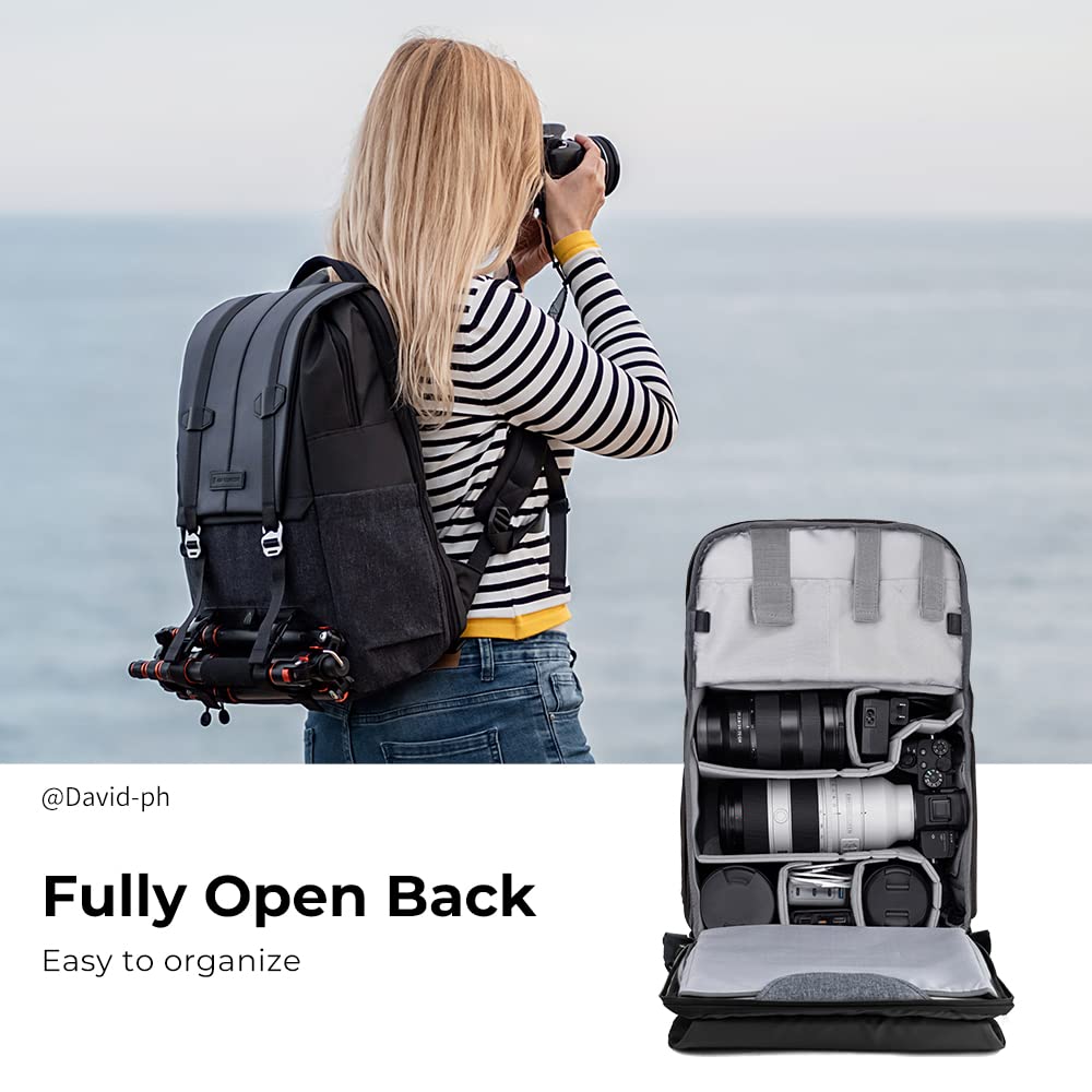 K&F CONCEPT Camera Backpack, Camera Bags for Photographers Dslr Cameras Compatible for Canon Nikon Sony DJI Mavic Drone, 20L Large Capacity Bag Cover 15.6 Inch Laptop Camera Cases with Raincover