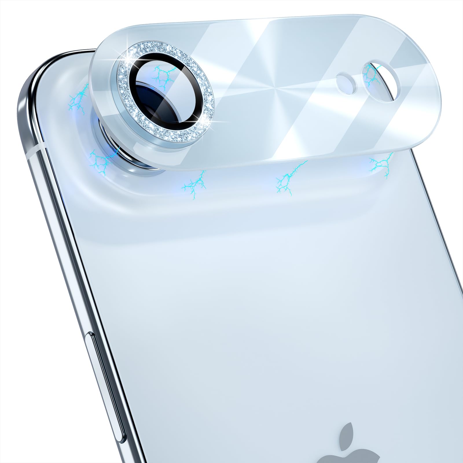 Choiche Compatible for iPhone 16 Pro/iPhone 16 Pro Max Camera Lens Protector, Bling Camera Cover with 9H Tempered Glass Lens Screen Protector Metal Ring Decoration Accessories(Black)