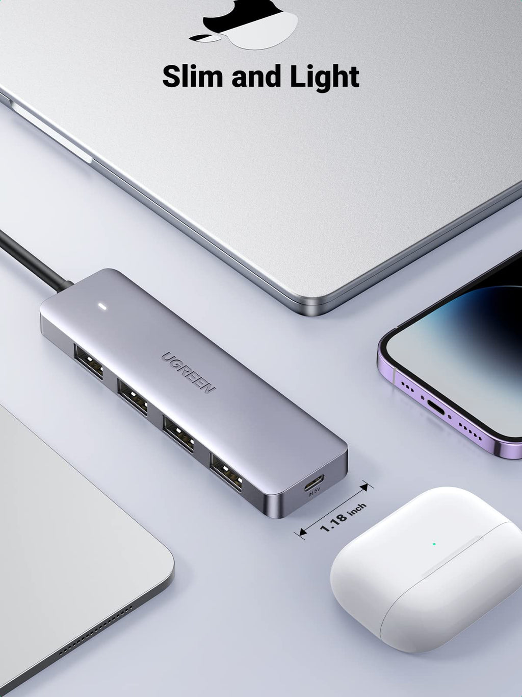 UGREEN USB C to USB A Hub with 4 USB 3.0 for Laptop, MacBook Pro/Air, Mac mini M4, iMac, iPad Pro, Chromebook, Dell XPS, Galaxy S23, and More, 0.5FT
