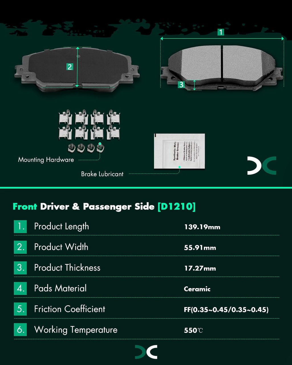 SCITOO D815 D905 Front Rear Ceramic Brake Pads Sets Fit For INFINITI For G35 2003-2005,For Nissan For 350Z 2003-2005 | For Altima 2007-2013 | For Juke 2011-2017 | For Sentra 2007-2012
