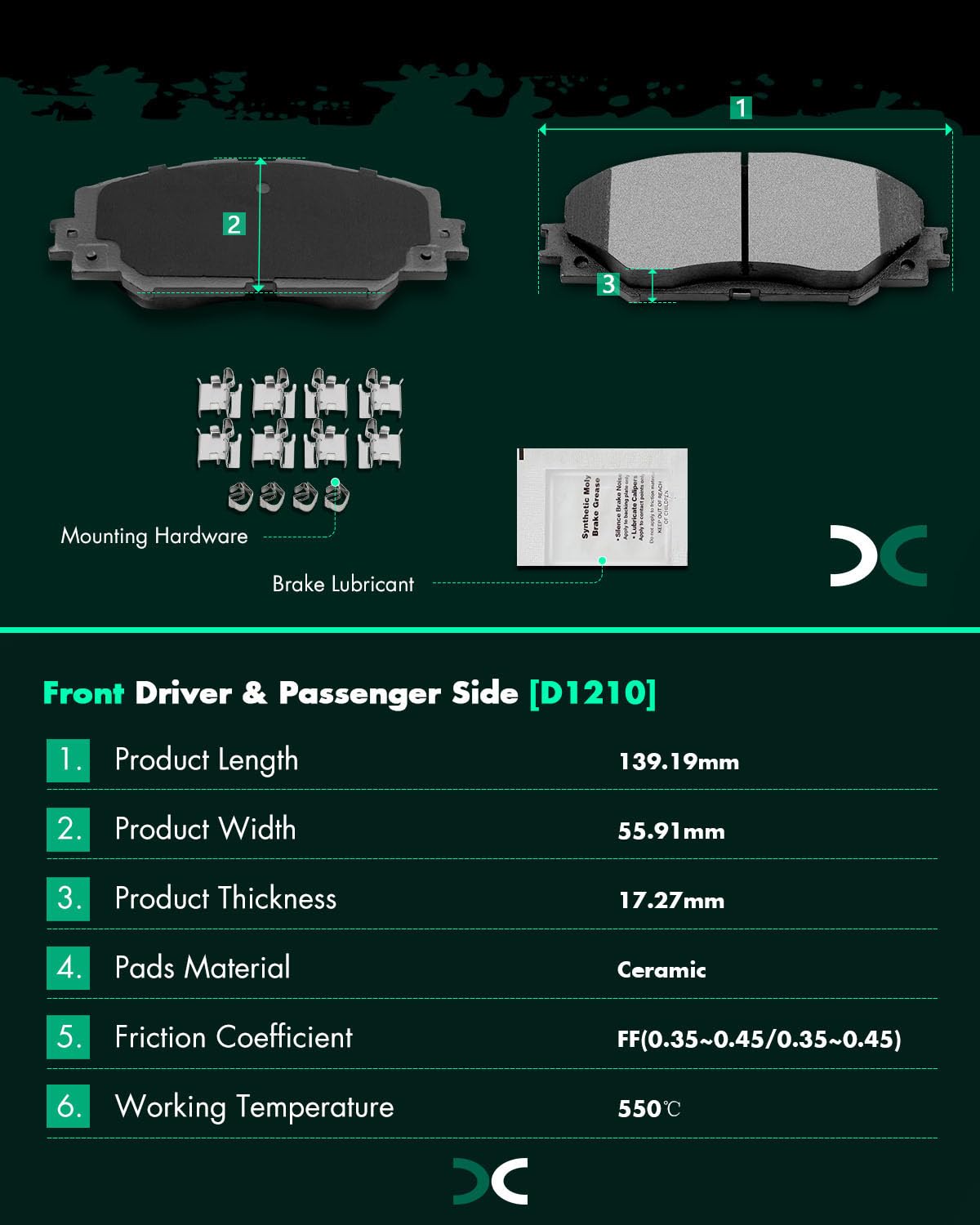 SCITOO D815 D905 Front Rear Ceramic Brake Pads Sets Fit For INFINITI For G35 2003-2005,For Nissan For 350Z 2003-2005 | For Altima 2007-2013 | For Juke 2011-2017 | For Sentra 2007-2012