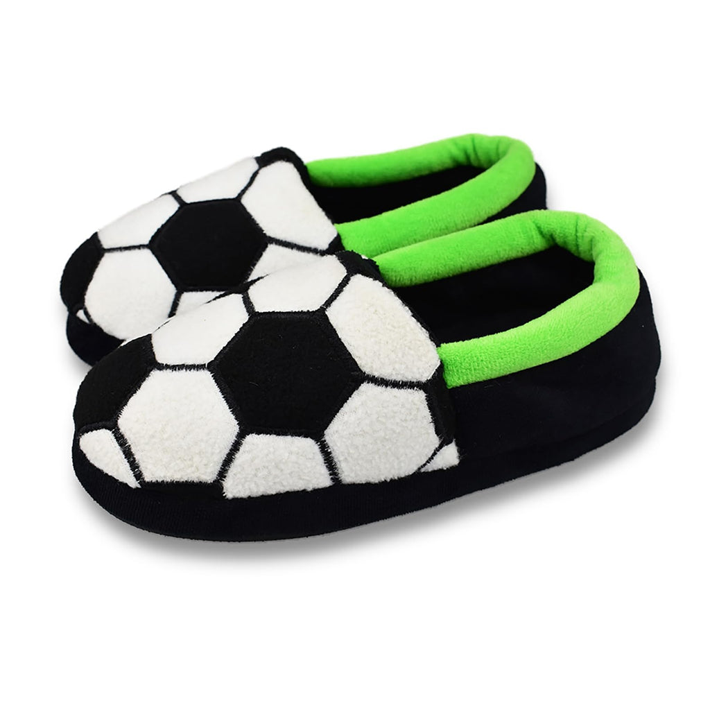 Little Kids Big Boys Warm Slippers with Soft Memory Foam Slip-on Indoor Football Slippers