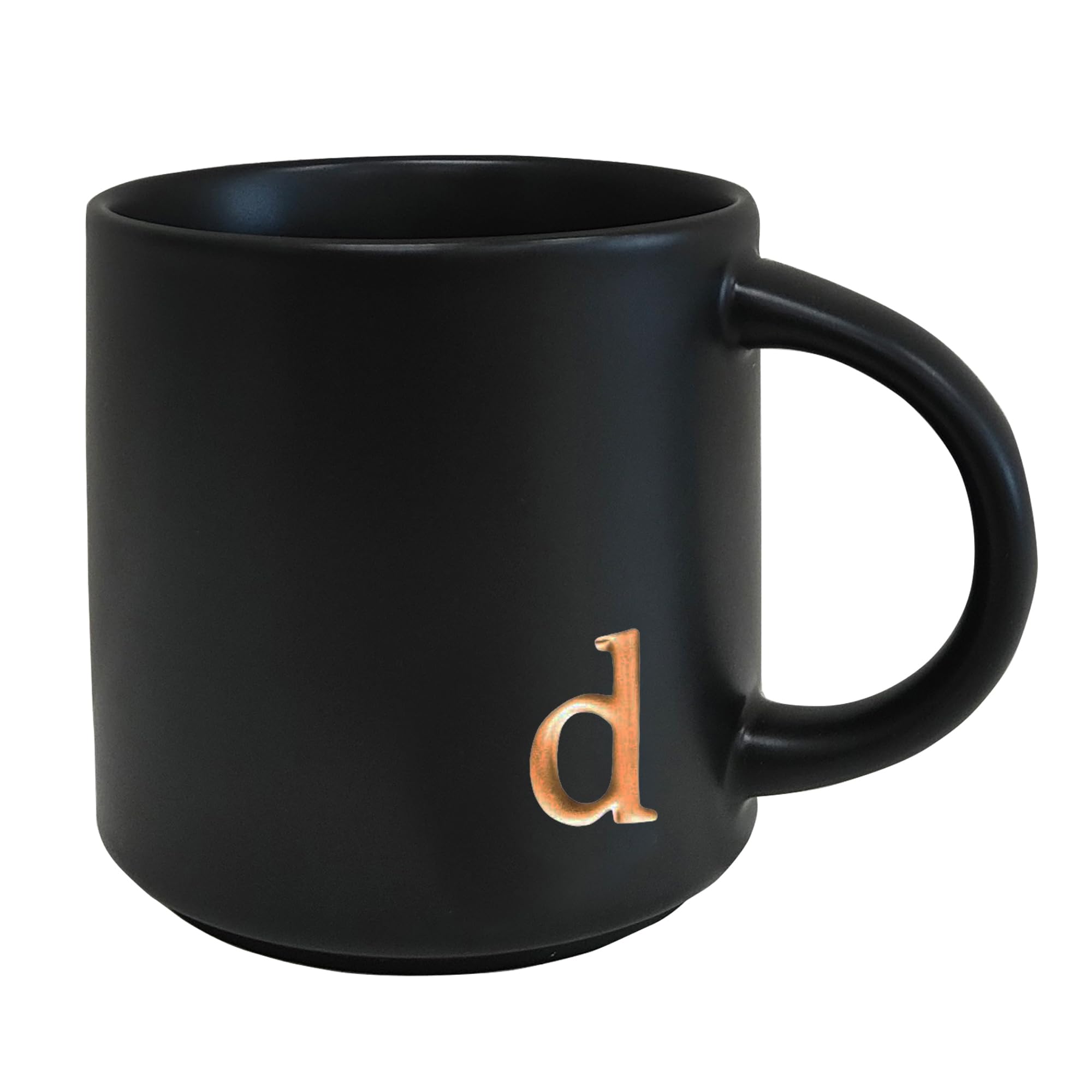 COLLECTIVE HOME - Black Monogram Ceramic Mugs, 15 oz Golden Initial Coffee Cups, Elegant Alphabet Tea Mugs, Personalized Halloween Mug with Gift Box, Perfect for Office and Home Décor (a)