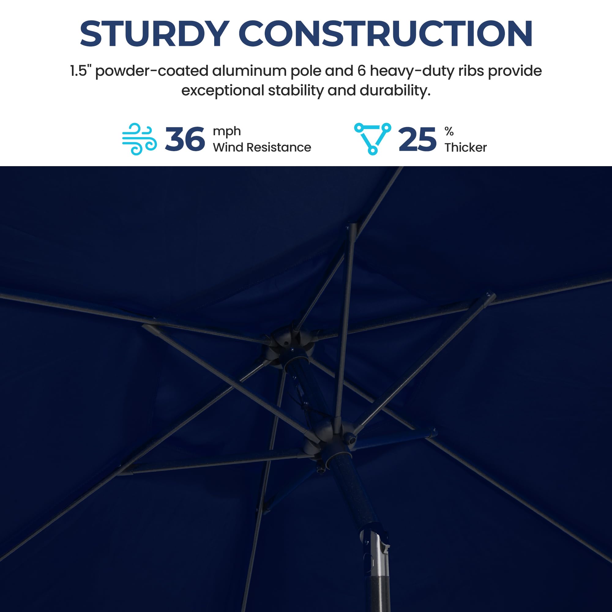 SUNVIVI OUTDOOR Outdoor Patio Umbrella, Patio Umbrella, Market Umbrella, Large Outdoor Umbrella, Metal Pole Umbrella with Push Button Tilt and Crank, Polyester Canopy