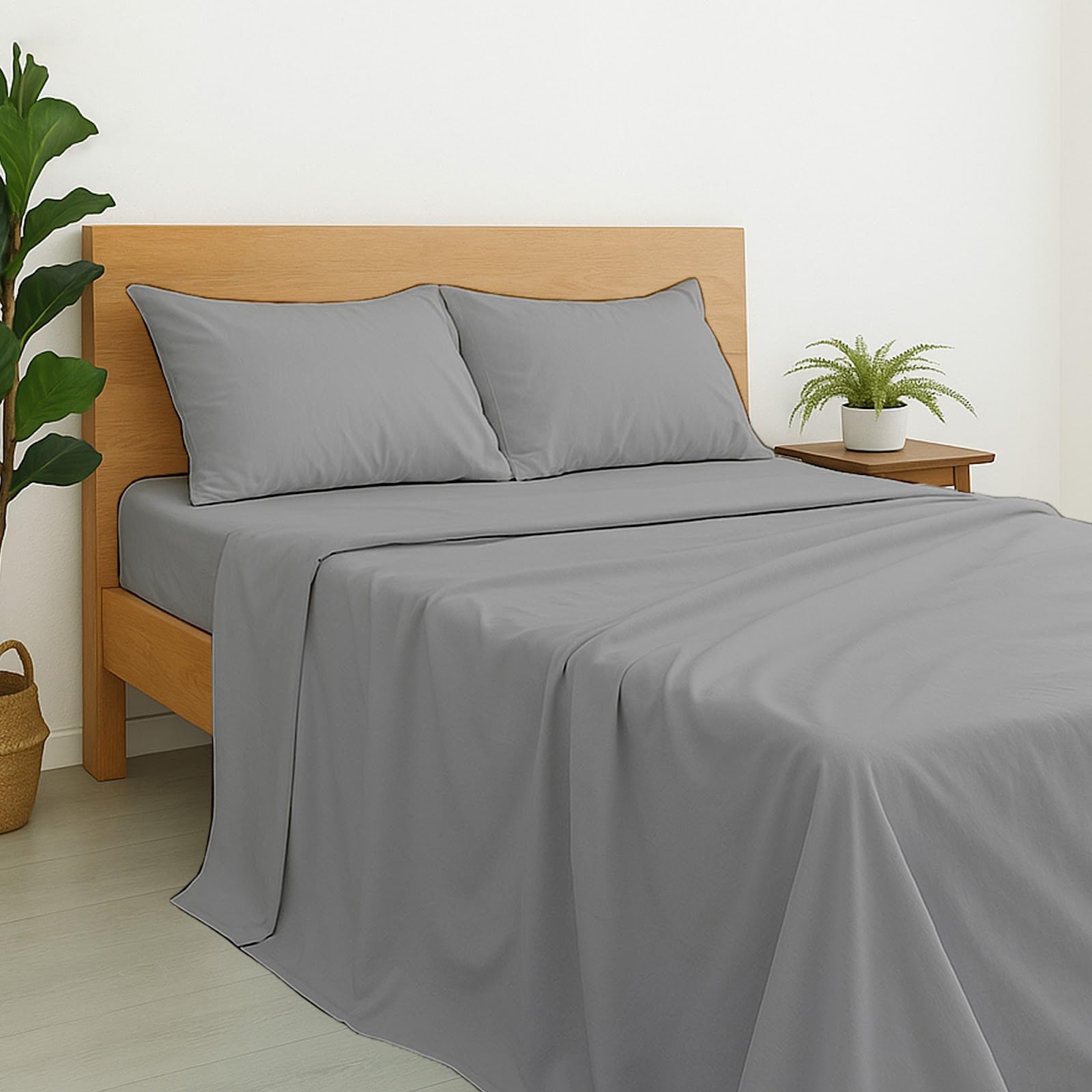 Cottington Lane Twin Size Sheet Set, 100% Egyptian Cotton Premium Hotel Quality 4 Piece Sheets Sets, High Thread Count Dark Grey Solid with 6-10" Deep Pocket