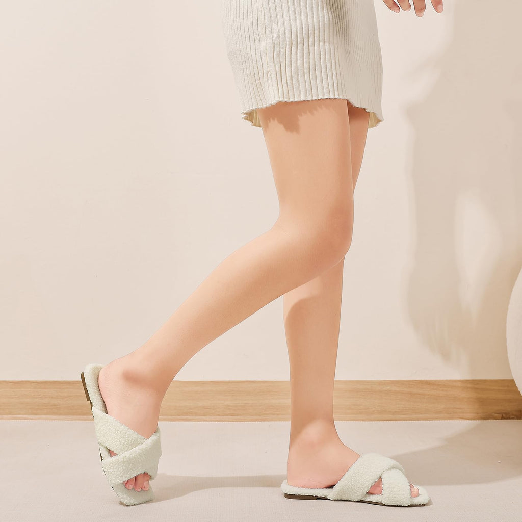 UBFEN Womens Mens Slippers Memory Foam Comfort Fuzzy Plush Lining Slip On House Shoes