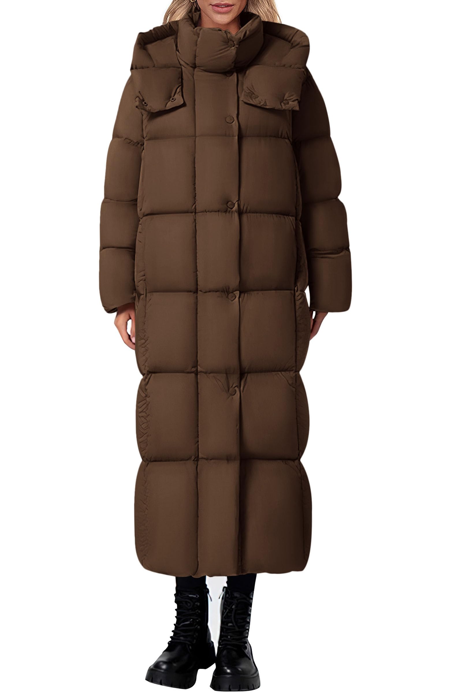 PRETTYGARDEN Women's Winter Long Puffer Coats Hooded Zip Up Casual Thickened Down Jackets Trendy Warm Clothes Outerwear
