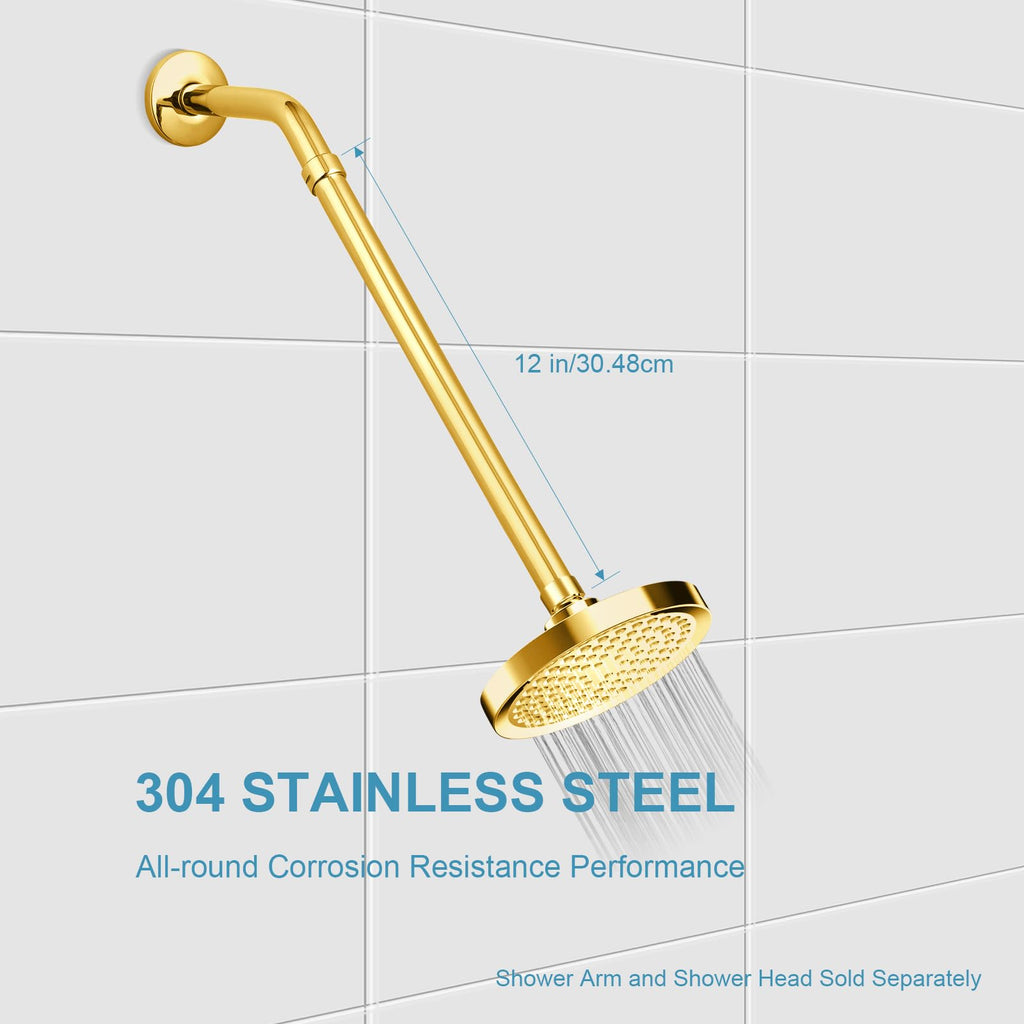 OFFO Shower Head Extension Arm, Shower Arm Extension Shower Head Extender Made of 304 Stainless Steel Shower Pipe Extension, Bright Gold 3 in