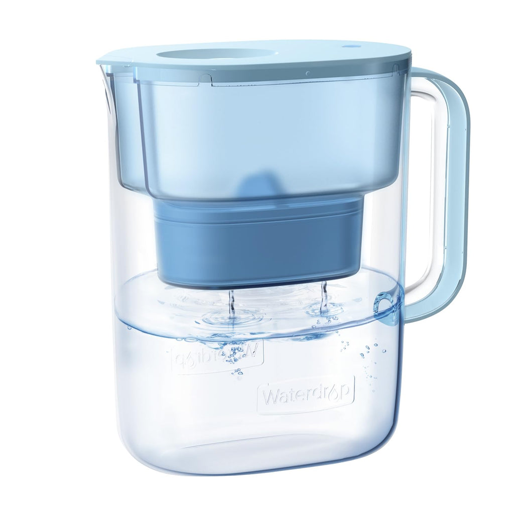 Waterdrop PT-07B Water Filter Pitcher, 10-Cup, NSF Certified Water Filter Pitcher, 200-Gallon Long-Life Filter, Reduces PFOA/PFOS and Chlorine, 5X Longer Filter Life, Blue