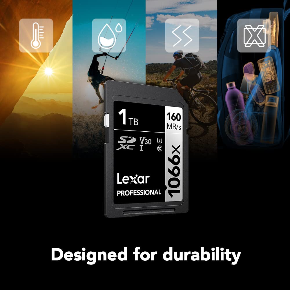 Lexar 256GB Professional 1066x SD Card, UHS-I, C10, U3, V30, Full HD, 4K, Up To 160MB/s Read SDXC Memory Card, for DSLR & Mirrorless Cameras (LSD1066256G-BNNNU)